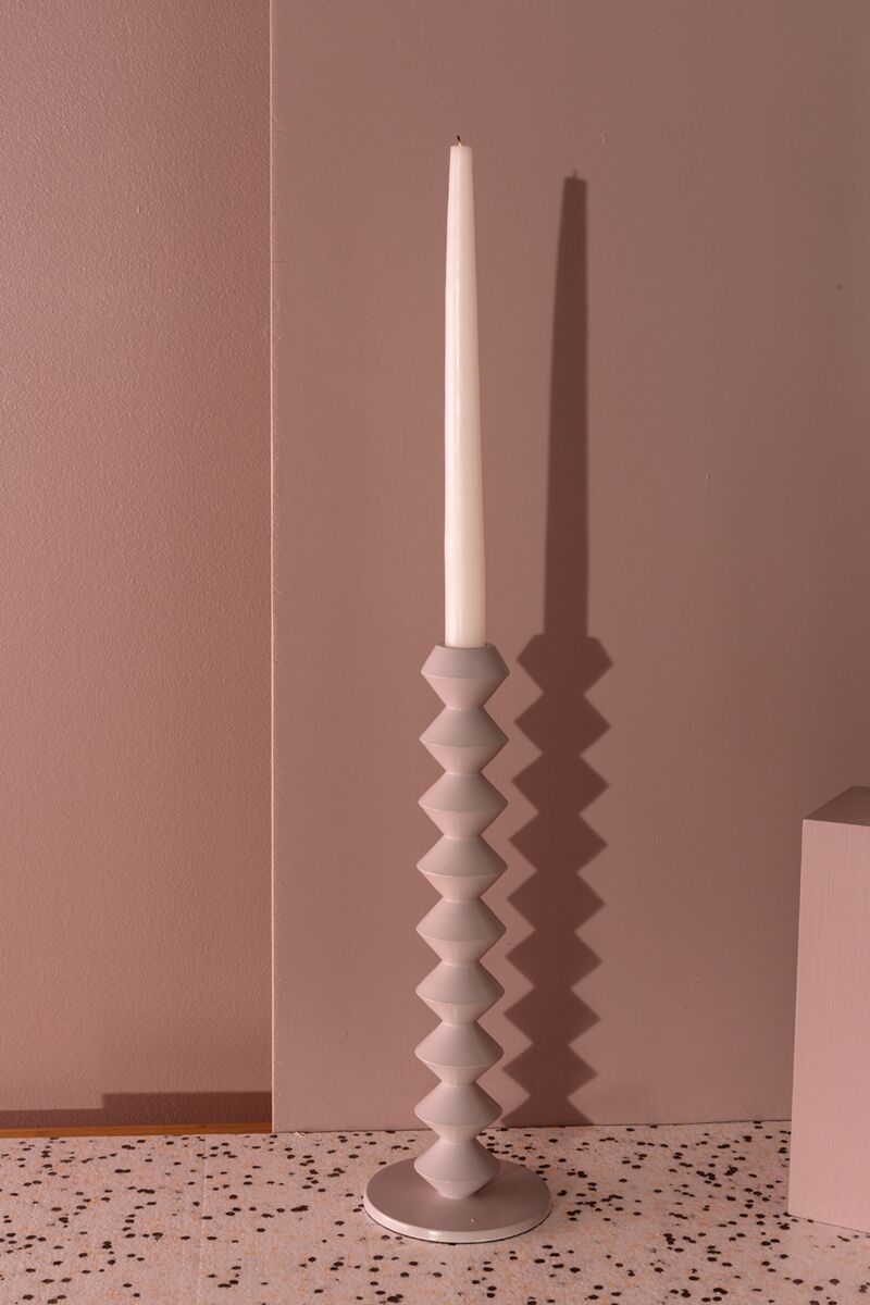 Design Shop Grey Vector Candlestick, 4" X 12".