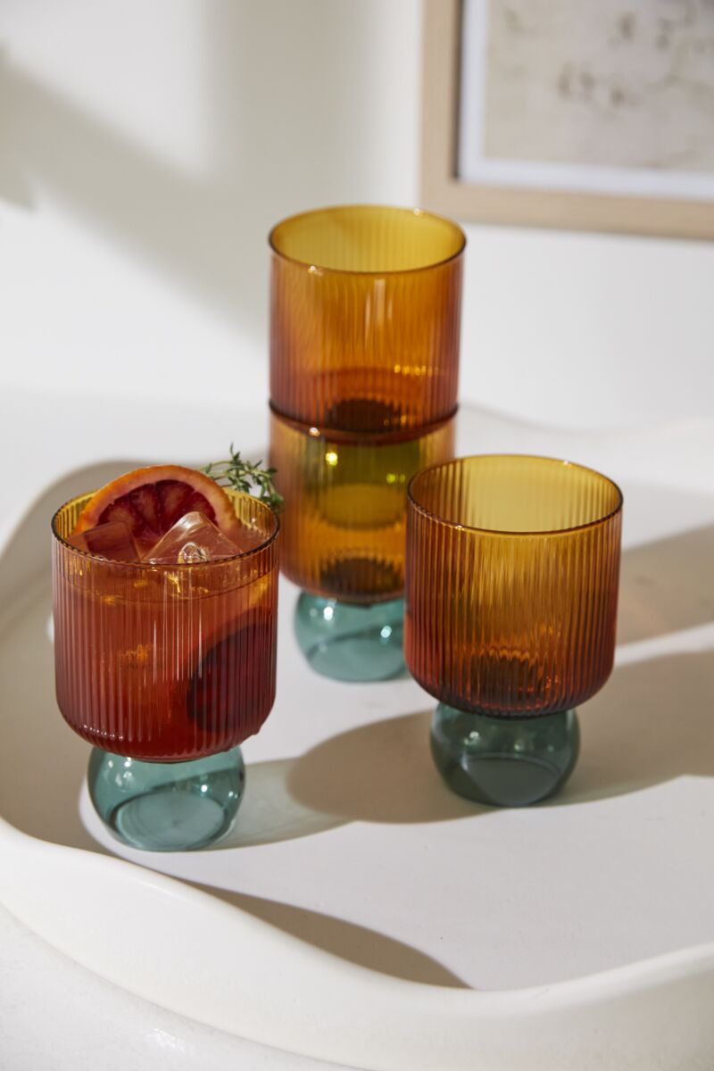 Design Shop Amber Felix Drinkware, 3.25" X 4.75", Set of 4.