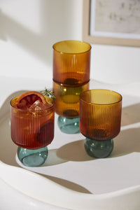 Design Shop Amber Felix Drinkware, 3.25" X 4.75", Set of 4.