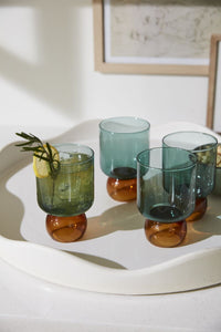Design Shop Turquoise Felix Drinkware, 3.25" X 4.75", Set of 4.
