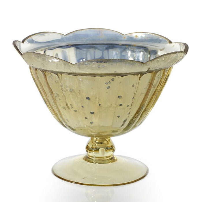 Decorative glass bowl with a textured surface on a white background