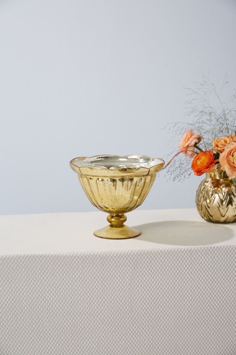 Design Shop Gold Carraway Collection Compote, 8" X 5.75".