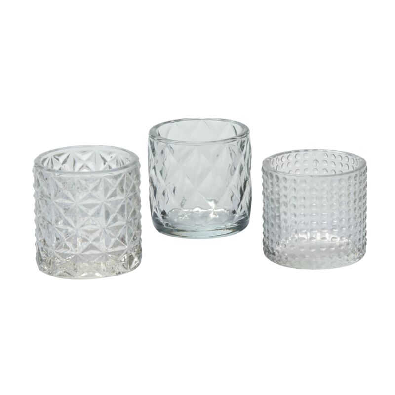 Design Shop Clear Pleasantry Votive - Set of 3, 2.75" X 2.75"