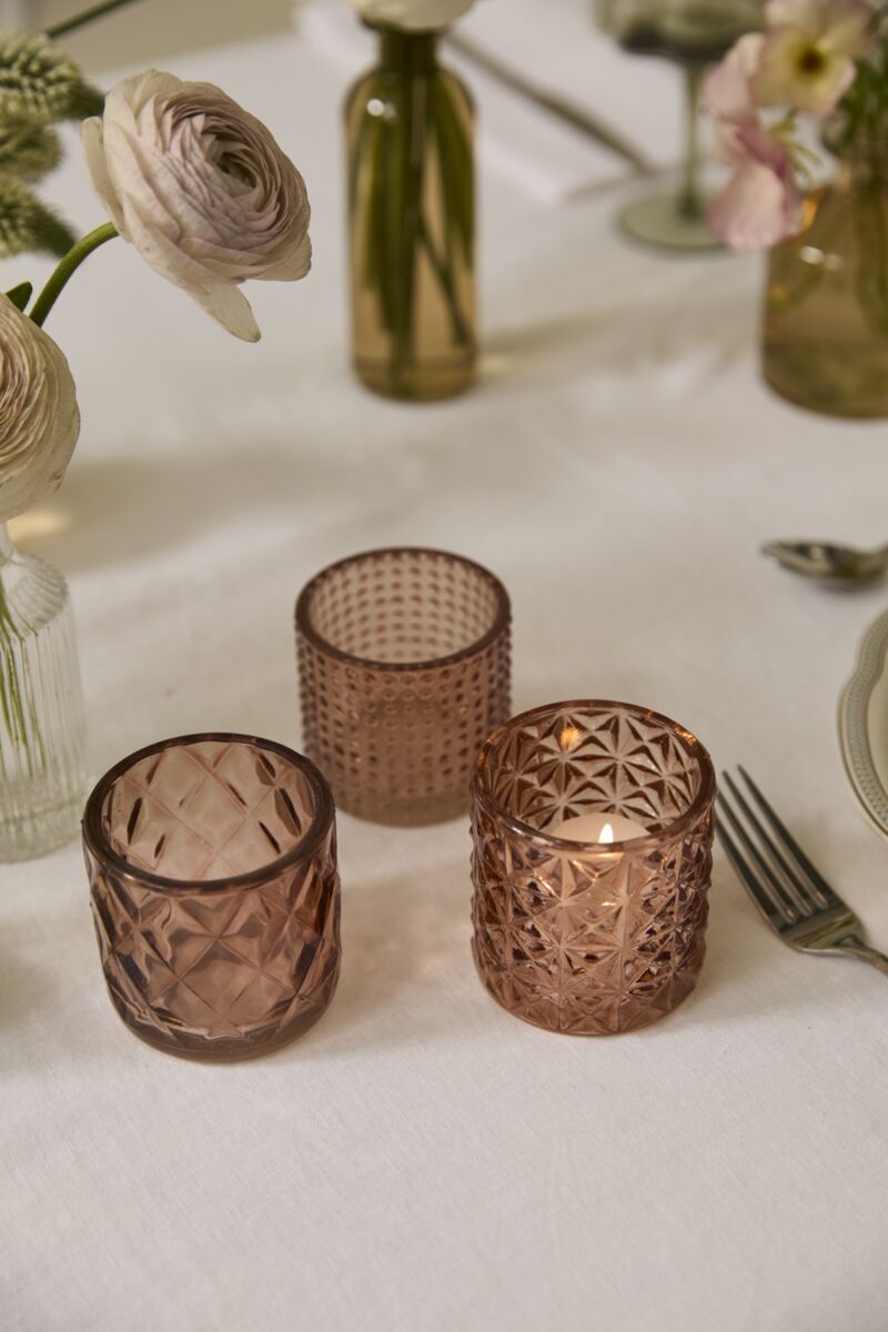 Design Shop Peach Pleasantry Votive - Set of 3, 2.75" X 2.75"