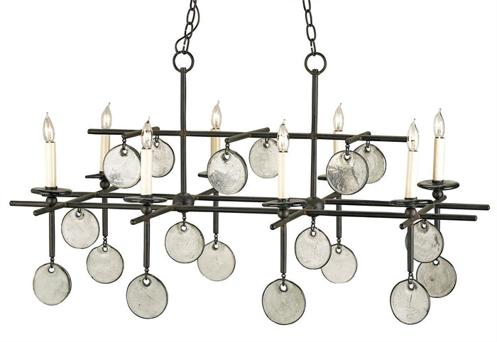 Currey and Company Eight Light Chandelier from the Sethos collection in Old Iron finish