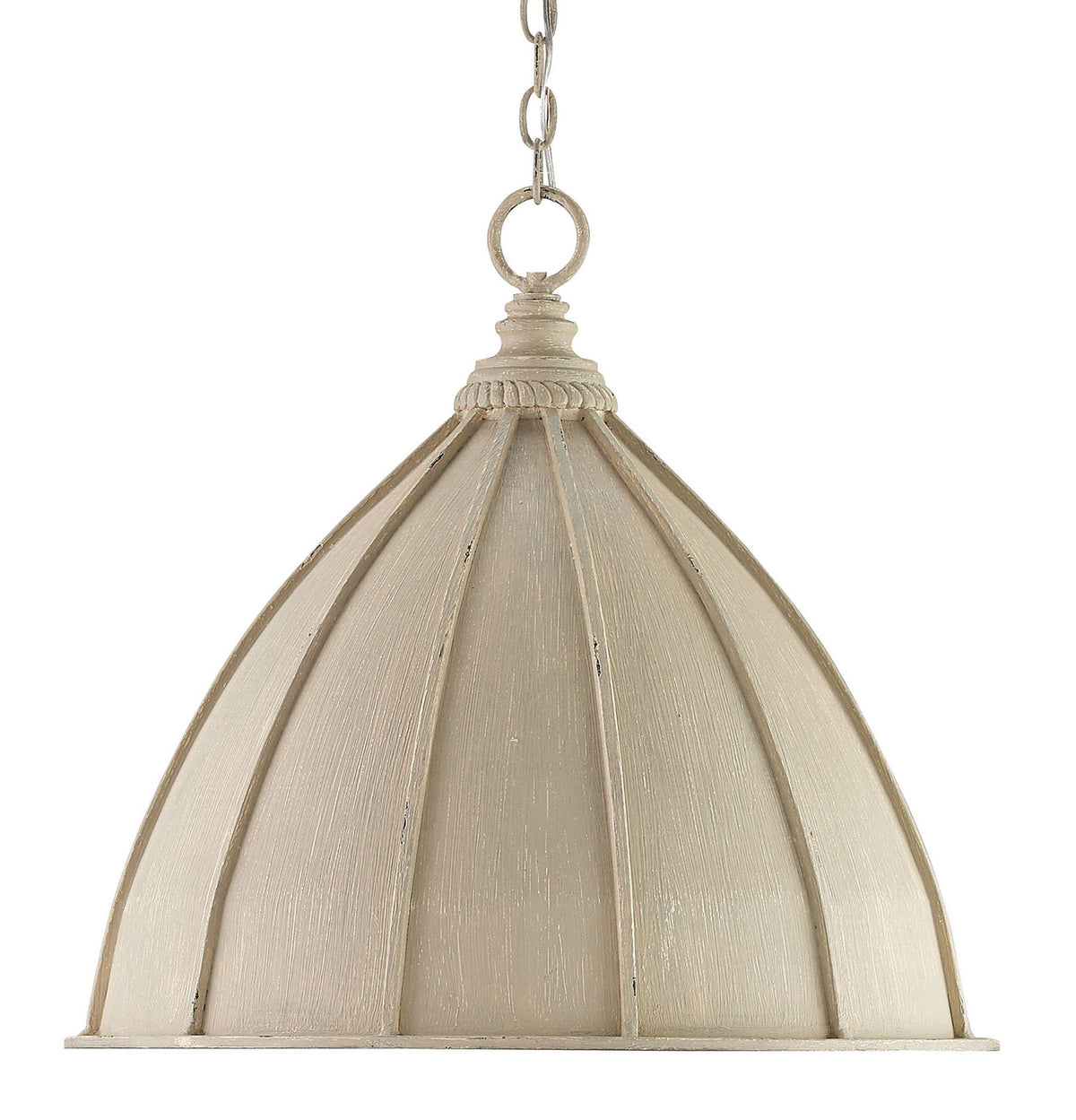 Currey and Company - 9149 - One Light Pendant - Oyster Cream/Silver Leaf