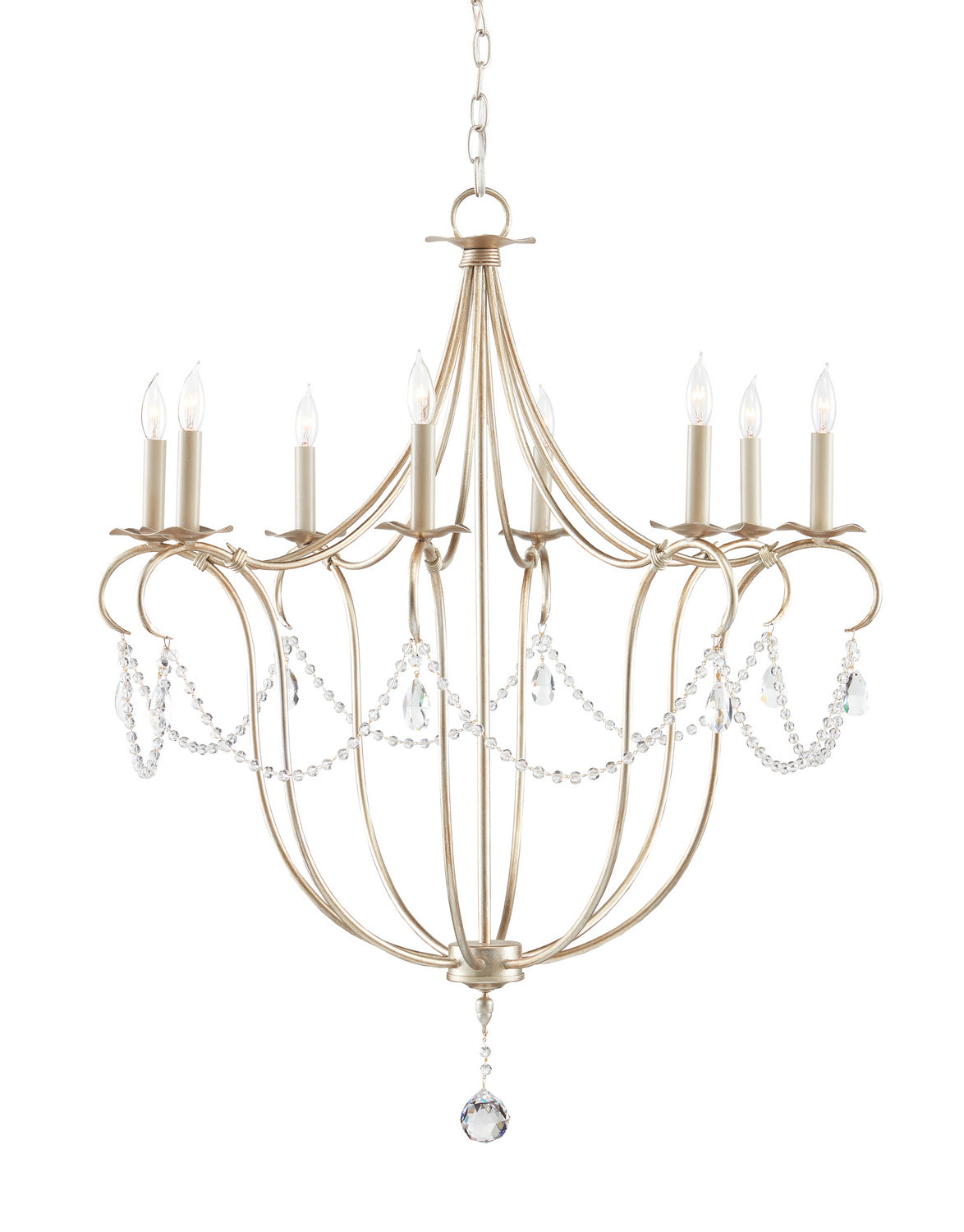 Currey and Company - 9891 - Eight Light Chandelier - Crystal Lights Collection - Silver Leaf