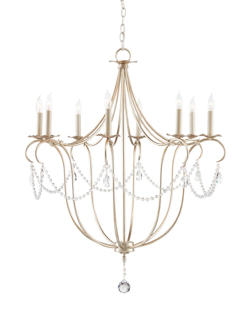 Currey and Company - 9891 - Eight Light Chandelier - Crystal Lights Collection - Silver Leaf