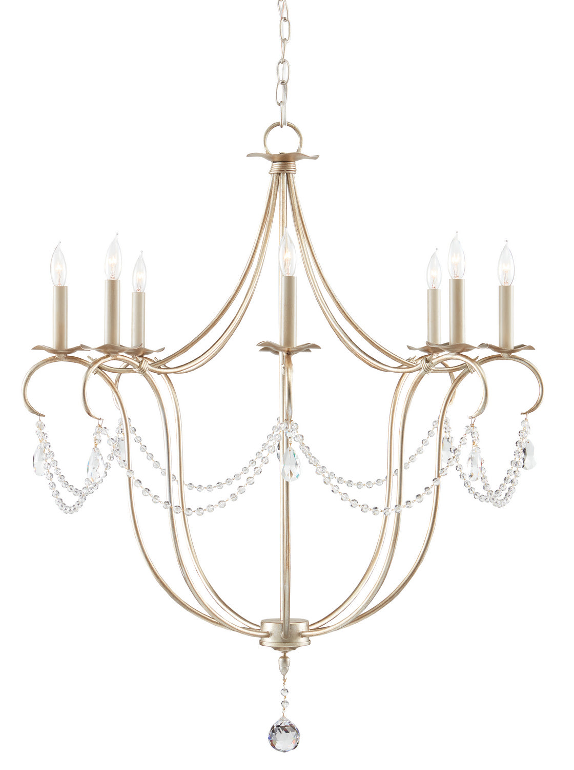 Currey and Company - 9891 - Eight Light Chandelier - Crystal Lights Collection - Silver Leaf