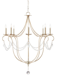 Currey and Company - 9891 - Eight Light Chandelier - Crystal Lights Collection - Silver Leaf
