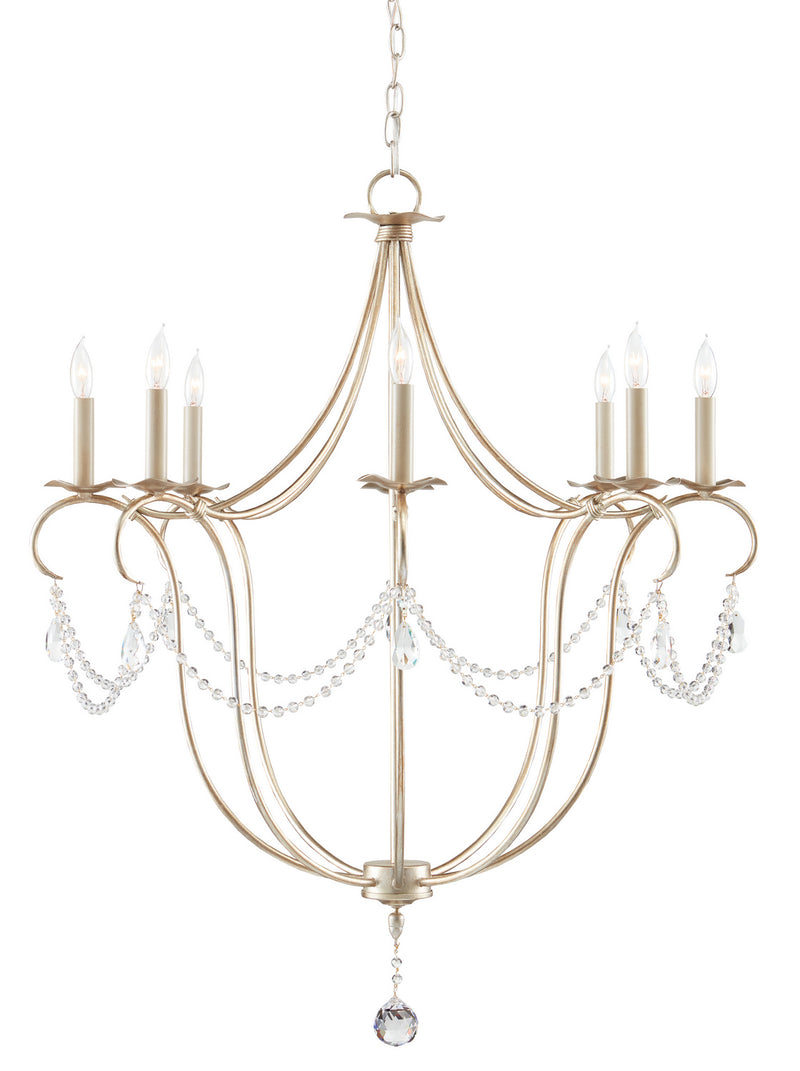 Currey and Company - 9891 - Eight Light Chandelier - Crystal Lights Collection - Silver Leaf