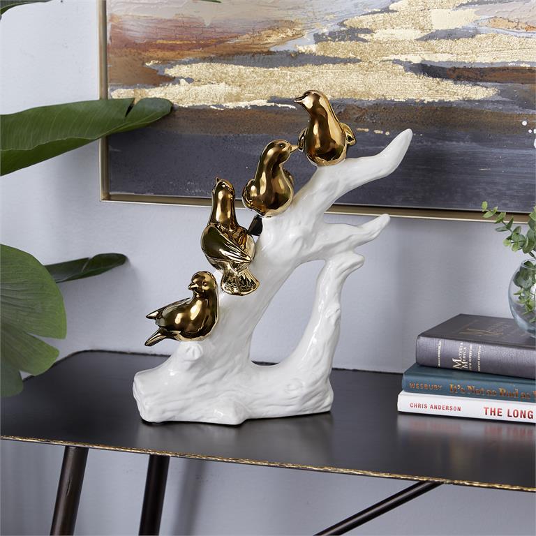 Design Shop  Gold Porcelain Bird Sculpture