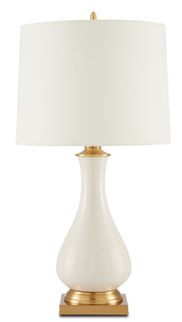 Currey and Company - 6425 - One Light Table Lamp - Lynton Collection - Cream Crackle/Brass