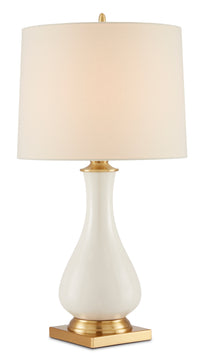 Currey and Company - 6425 - One Light Table Lamp - Lynton Collection - Cream Crackle/Brass
