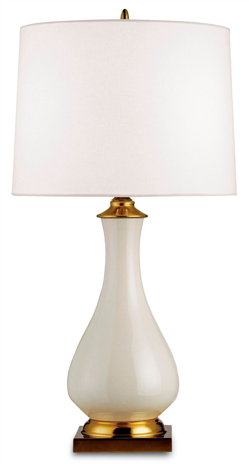 Currey and Company - 6425 - One Light Table Lamp - Lynton Collection - Cream Crackle/Brass