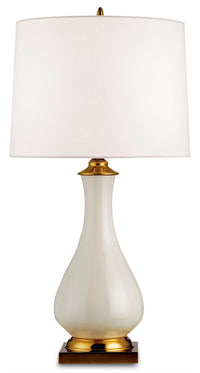 Currey and Company - 6425 - One Light Table Lamp - Lynton Collection - Cream Crackle/Brass