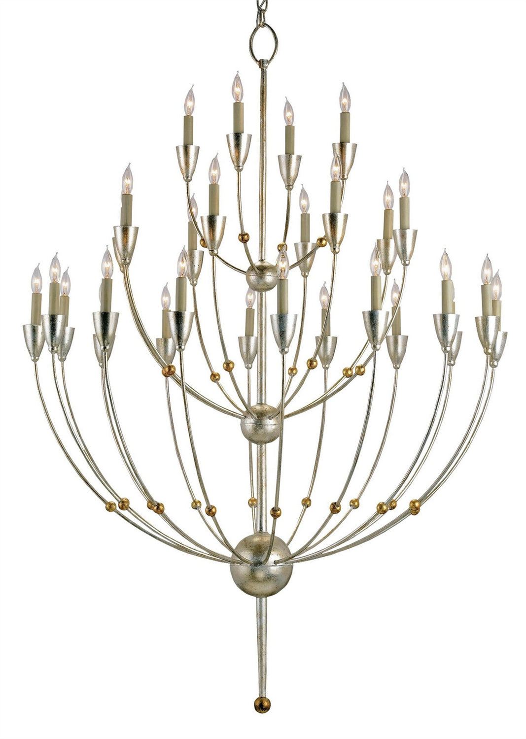 Currey and Company - 9159 - 28 Light Chandelier - Paradox Silver Chandelier - Silver Granello/Gold Leaf
