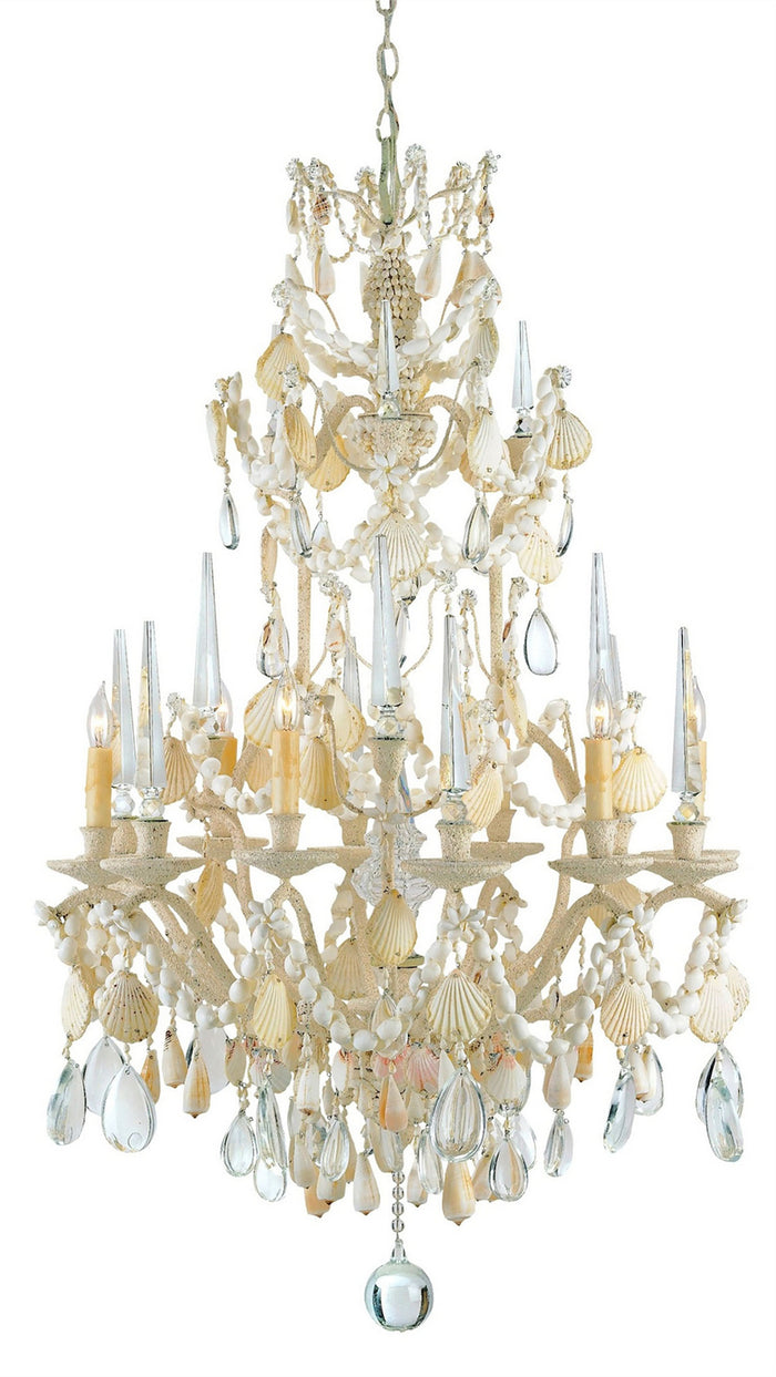 Currey and Company Six Light Chandelier from the Buttermere collection in Natural/Crushed Shell finish