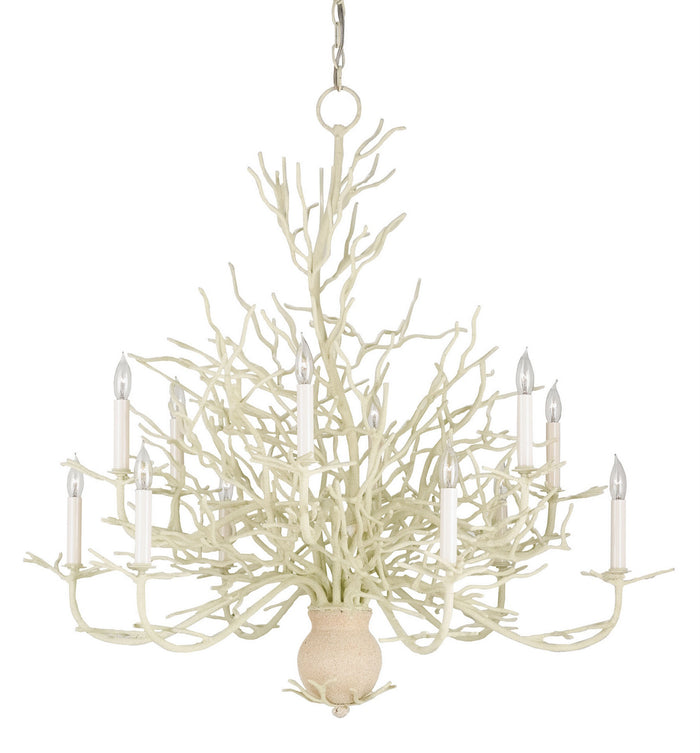 Currey and Company 12 Light Chandelier from the Seaward collection in White Coral/Natural Sand finish
