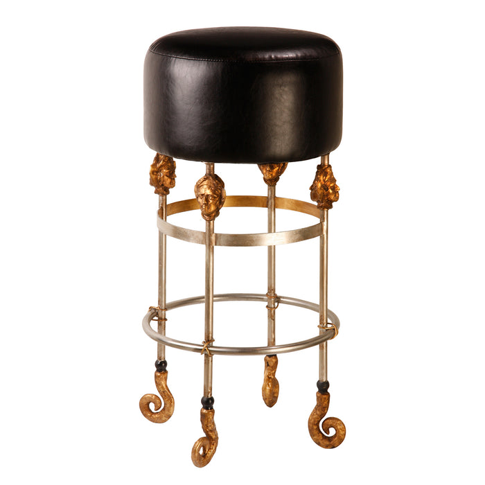 Lucas + McKearn Bar Stool from the Armory collection in Chrome/Gold finish