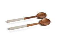 Design Shop Mango Wood Salad Server Set with White Handles
