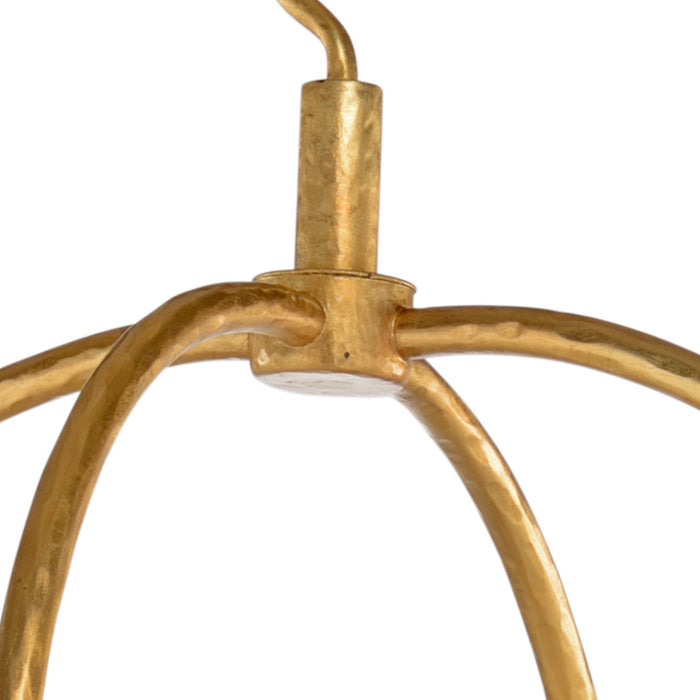 Gold pendant light fixture on a white background