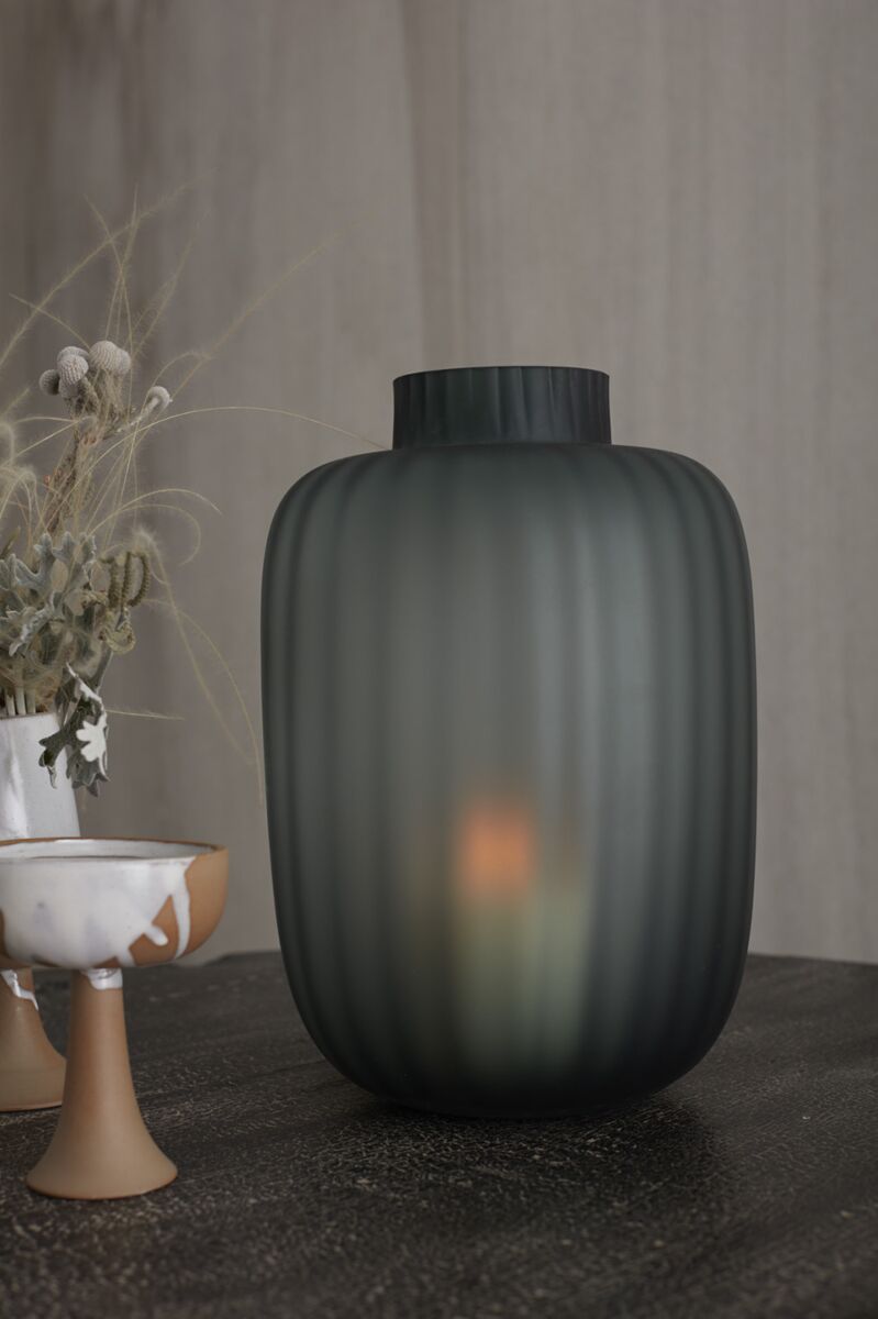 Design Shop Dark-Green Prasinos Vase, 7.75" X 12".