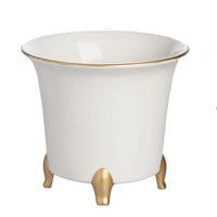 Design Shop White and Gold Ceramic Cachepot Large 7.5"