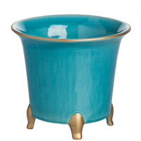 Turquoise & Gold Cachepot 8.5"