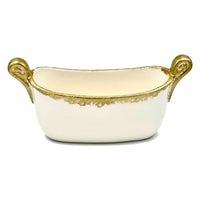Design Shop Savoy Oval White and Gold Cachepot 13.5"