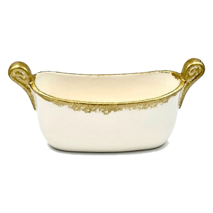 Design Shop Savoy Oval White and Gold Cachepot 13.5"