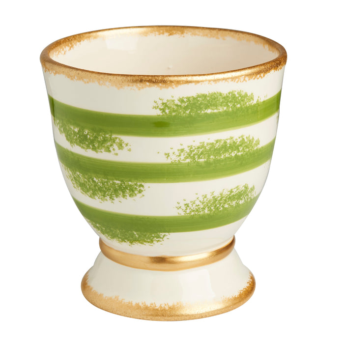 Design Shop Savoy Green and White Cachepot Large 7.25"