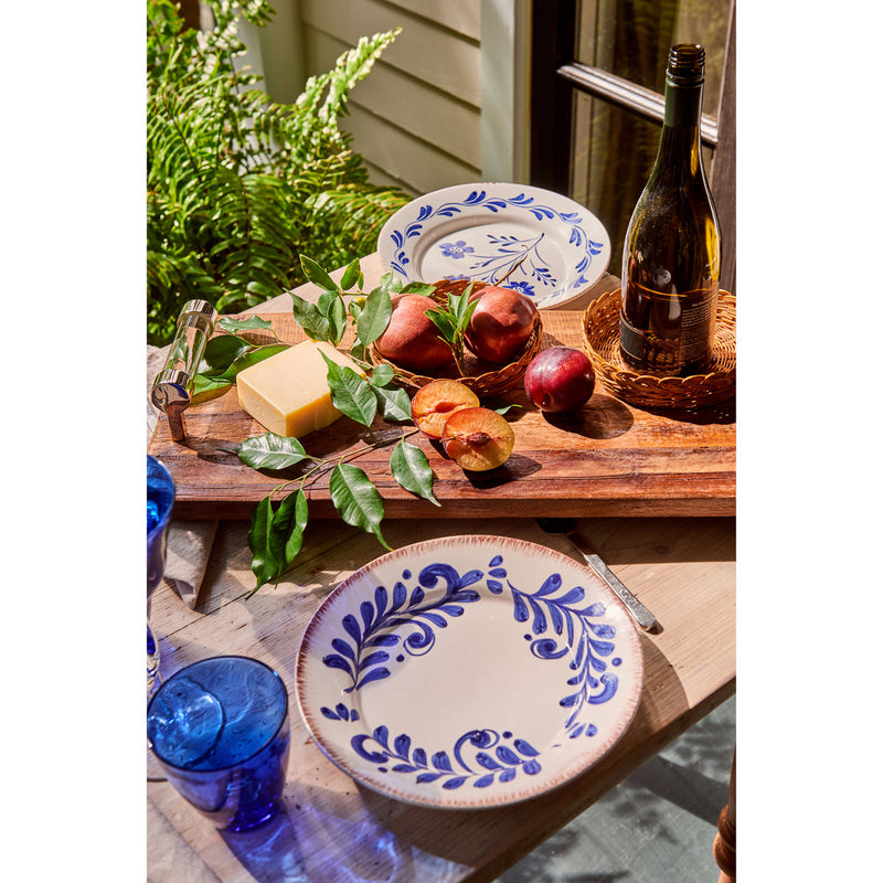 Abigails Casa Nuno Blue and White Dinner Plate, Scroll Design, Set of 2
