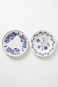 Abigails Casa Nuno Blue and White Dinner Plate, Scroll Design, Set of 2