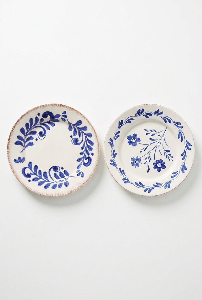Abigails Casa Nuno Blue and White Dinner Plate, Scroll Design, Set of 2