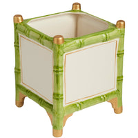 Design Shop Bamboo Green and Gold Cachepot Large 9"