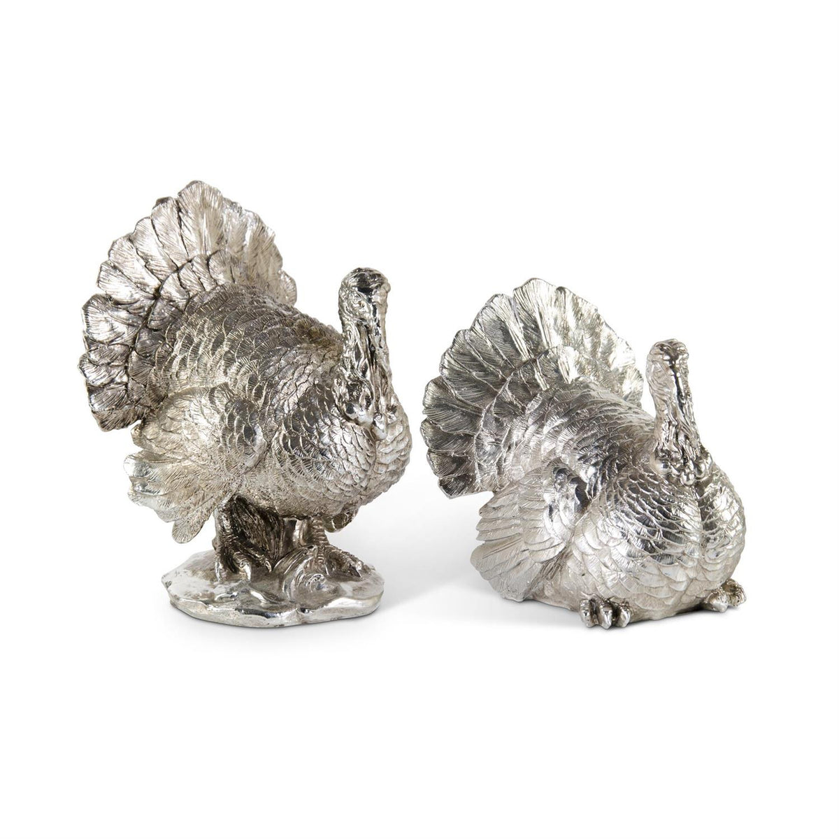 Design Shop Set of 2 Silver Plated Sitting Turkeys