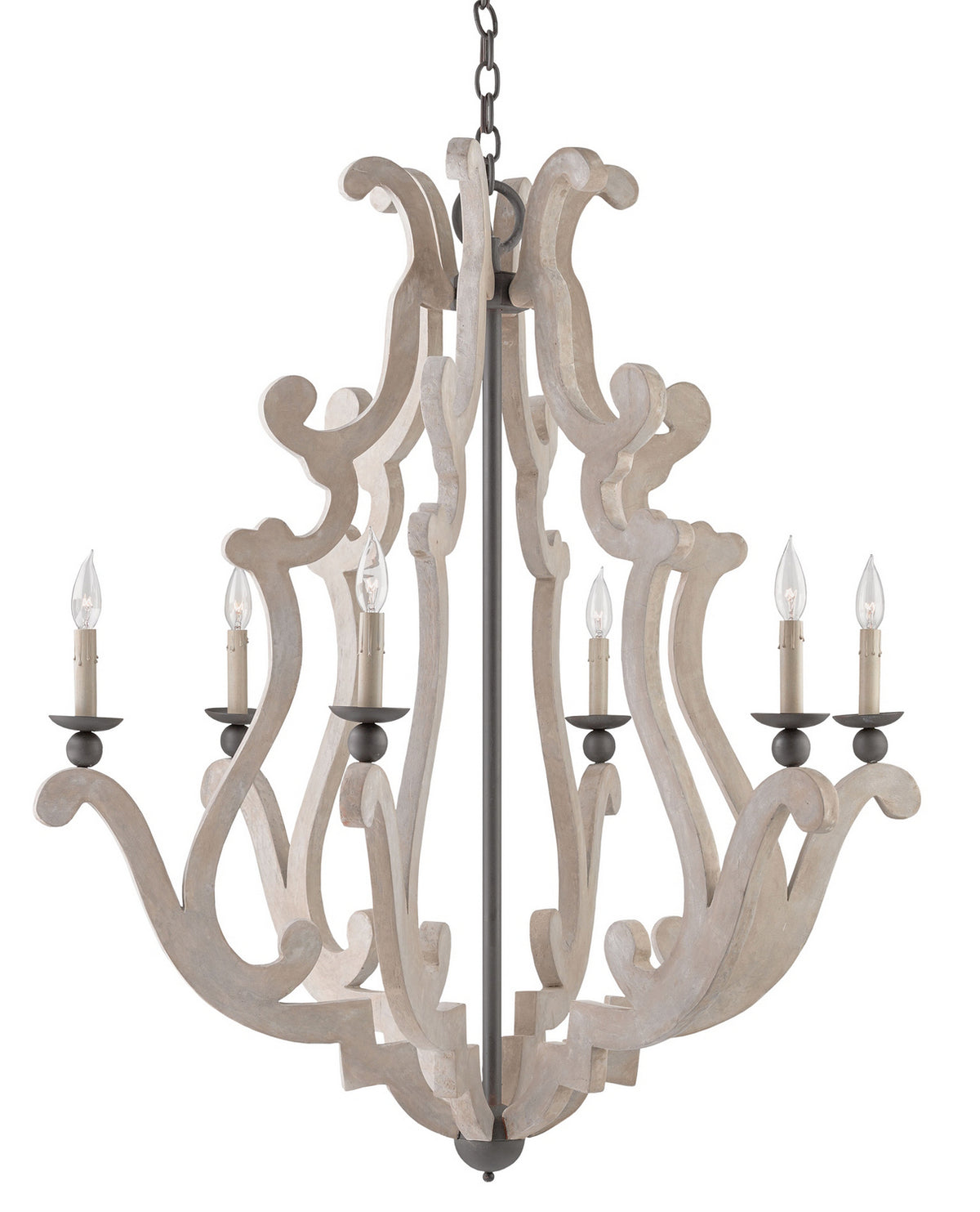 Currey and Company - 9636 - Six Light Chandelier - Durand Collection - Portland/Old Iron