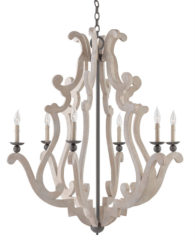 Currey and Company - 9636 - Six Light Chandelier - Durand Collection - Portland/Old Iron