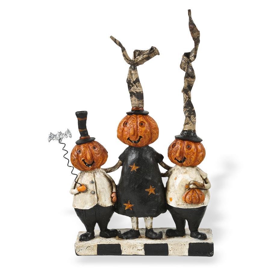 Design Shop 8 Inch Resin Pumpkin Family Trio W/Bat