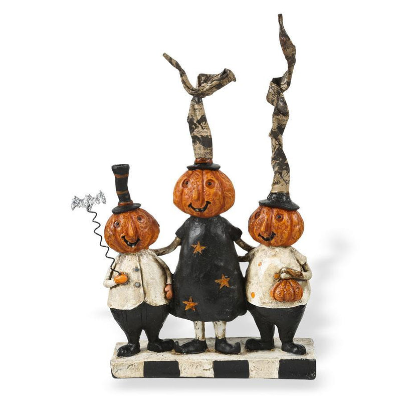 Design Shop 8 Inch Resin Pumpkin Family Trio W/Bat