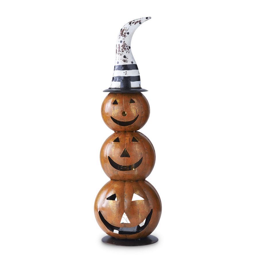 Design Shop 24 Inch Black & White Hat LED Triple Stacked Jack O Lanterns w/Timer