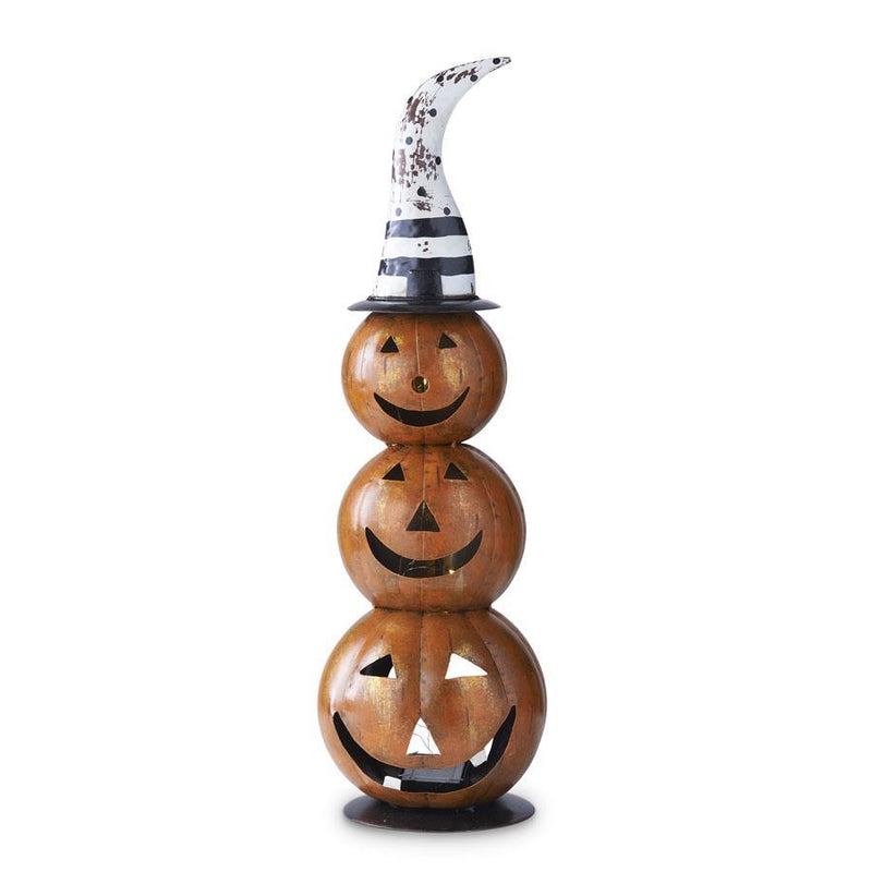 Design Shop 24 Inch Black & White Hat LED Triple Stacked Jack O Lanterns w/Timer