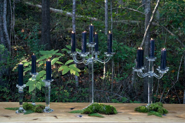 Design Shop Clear Regis Collection Candlestick, 4" X 10.75".