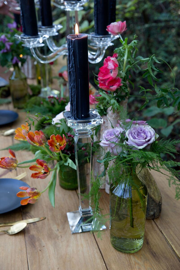 Design Shop Clear Regis Collection Candlestick, 4" X 12.5".