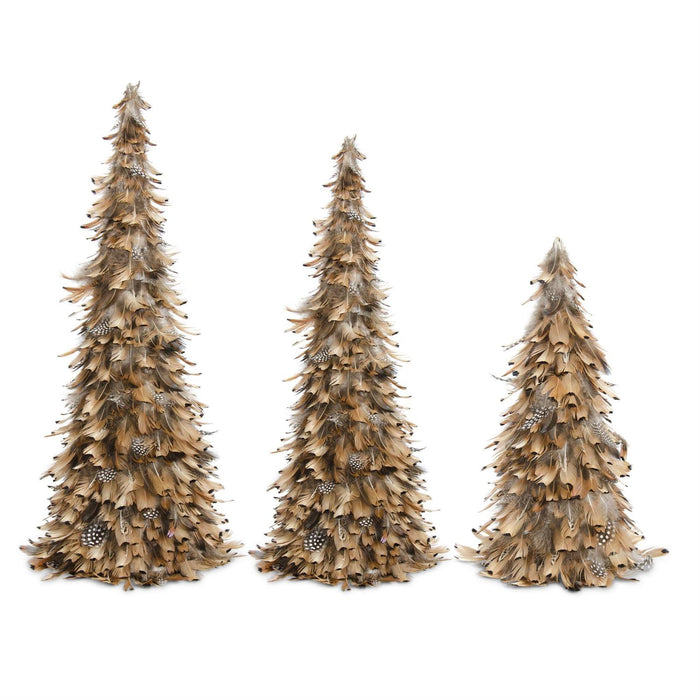 Design Shop Set of 3 Camel Feathered Cone Trees