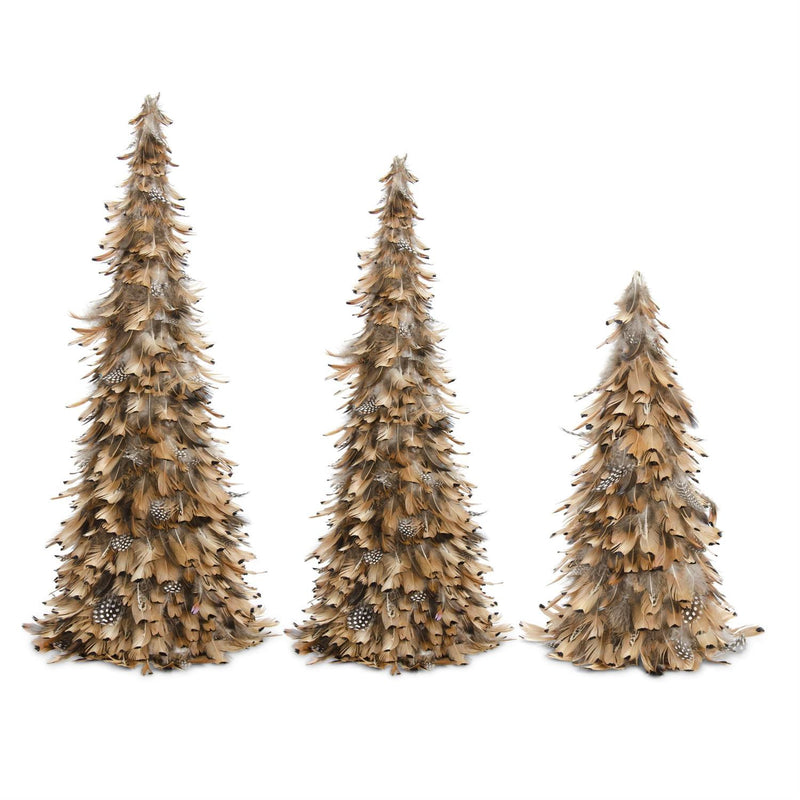 Design Shop Set of 3 Camel Feathered Cone Trees