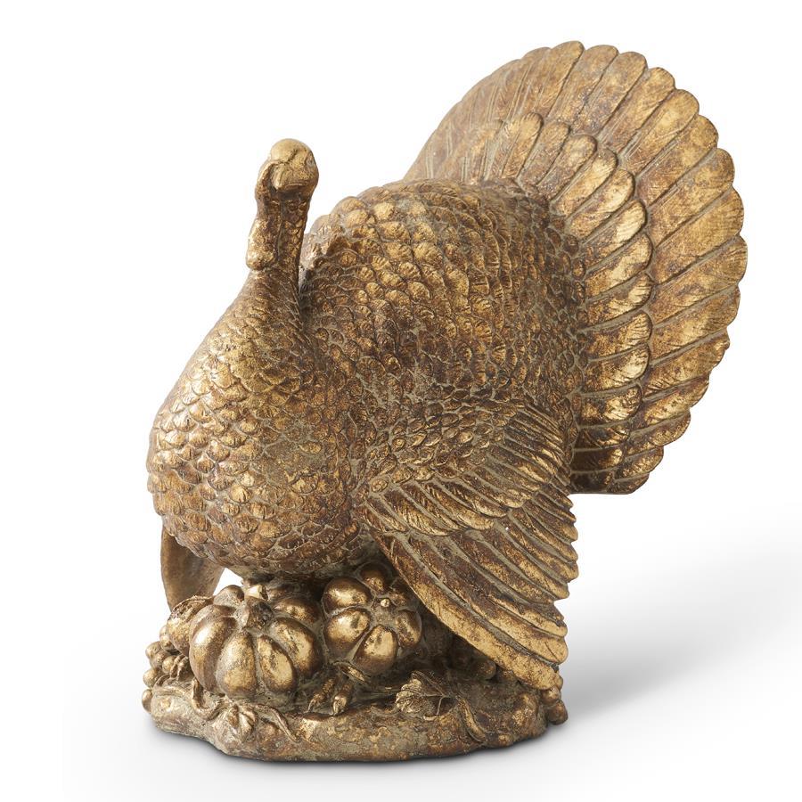 Design Shop 17 Inch Resin Antique Gold Turkey