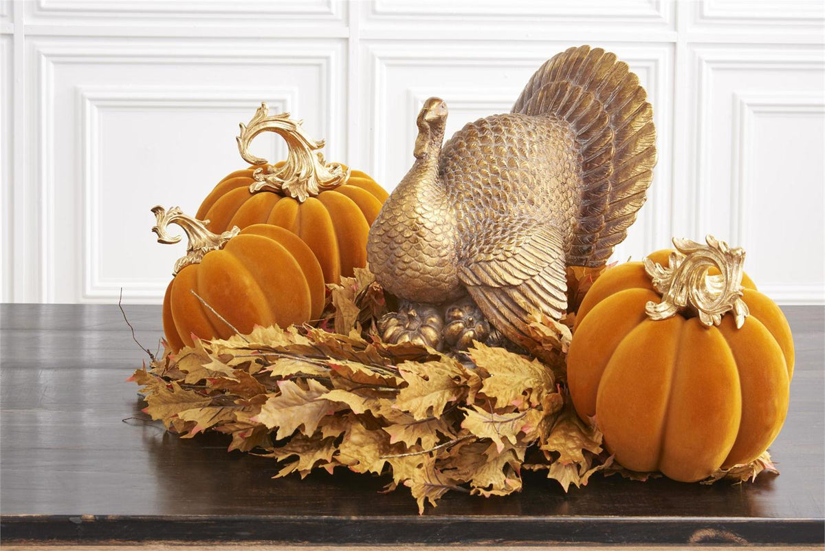 Design Shop 17 Inch Resin Antique Gold Turkey