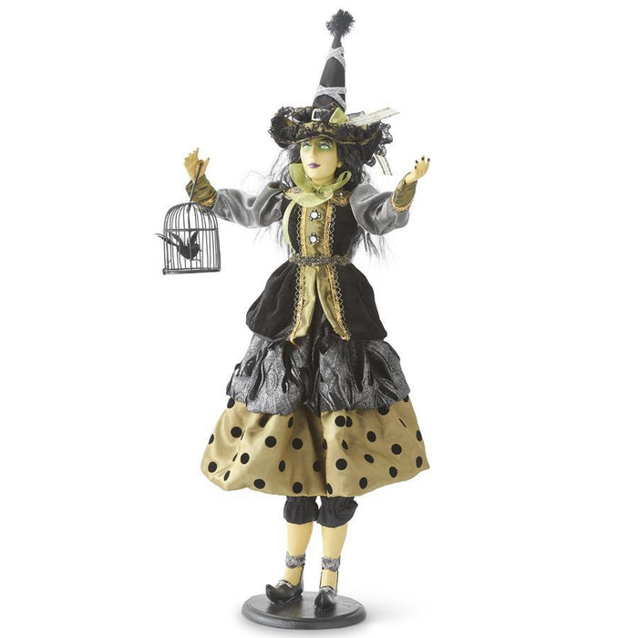 Design Shop 26.5 Inch Endora Witch W/Gray Green And Black Dot Dress